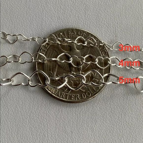 Real Solid Sterling Silver Heart Necklace — VARIOUS SIZE AVAILABLE! - Picture 2 of 5